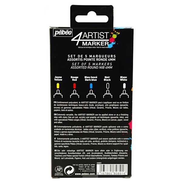 4Artist Marker box set - Basic - 5 marker 4ARIS MARKER öljytussisarja Flerfärgad