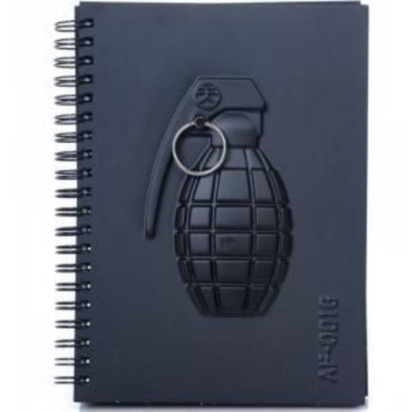 Notesbog - Granatæble - Sort - 18 x 13 cm - Genbrugspap - Blandet