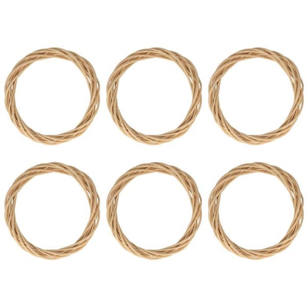 6 dekorativa flätade kransar 30 cm beige