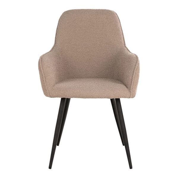 2 matsalsstolar i beige öglad polyester med svarta ben Beige