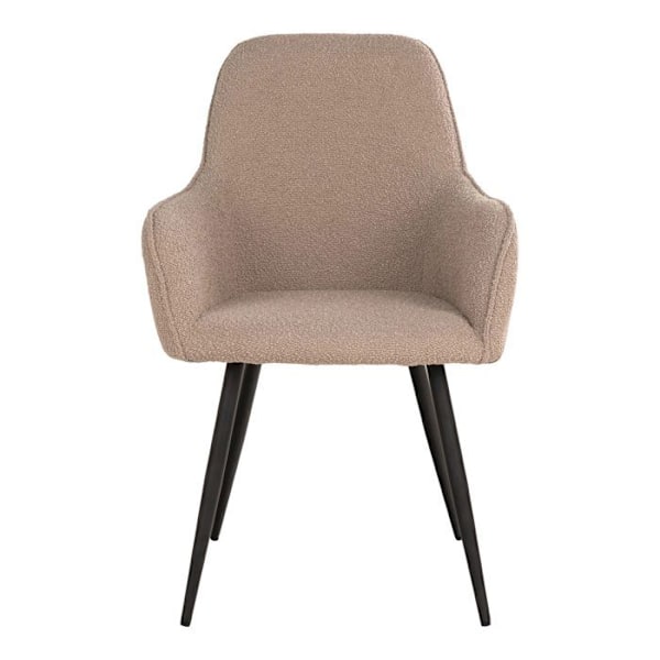 2 spisestuestole i beige loopet polyester med sorte ben Beige