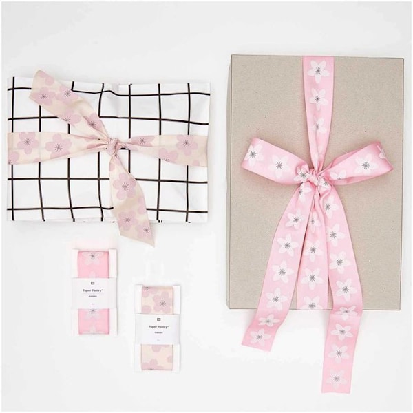 Puuterivaaleanpunainen taftinauha - Sakura-kuvio Rosa