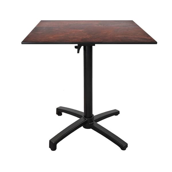 Sammenklappeligt terrassebord i Compact HPL rustdekor 70 x 70 brun