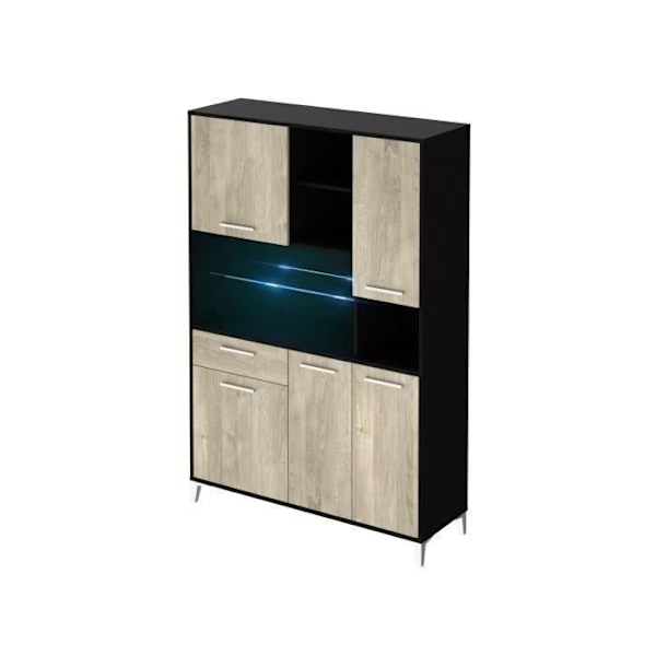 ECO Keittiön senkki LED L 120 cm - Tammi ja mattamusta sisustus Ek och svart dekor