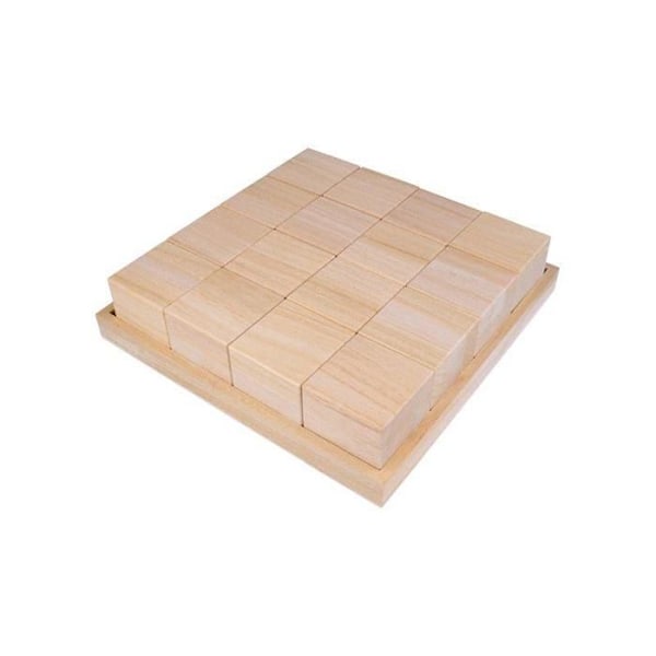 Tarjotin ja 16 puukuutiota 'Artemio' 26,5x26,5x6,5 cm Beige