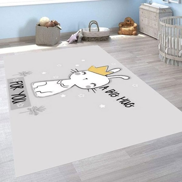 Tæppe - CALIN - Grå - 100x150 cm - Skridsikkert - Maskinvaskbart - Moderne Grå