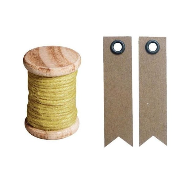 Garn 5 m solgul + 20 vimpel kraftetiketter Gul
