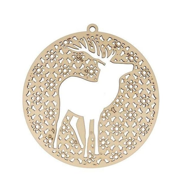 Puu-medaillon - Artemio - Sumuiset talvijuhlat - Hirvimotiivi - 20 cm - Personoitavissa Beige