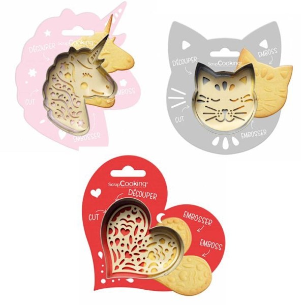 Katt + Enhörning + Hjärtpräglat kakkit Grå