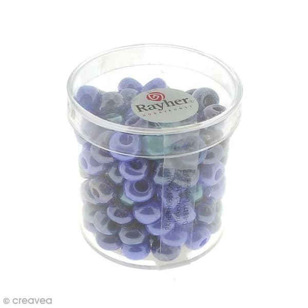 Perlor - Pärlemor - Blå Blandning - 6,7 mm - Ungefär 100 perlor - Stort hål 3 mm Blå