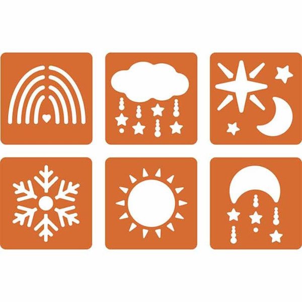 6 stencils Céleste - 14,5 x 14,5 cm Orange