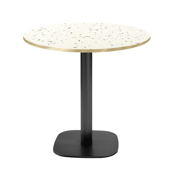 Pyöreä pöytä Ø 70 cm - Pyöreä terrazzo cassata malli messinkireunalla Vit