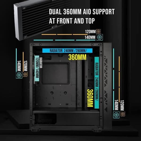 PC-kabinet uden strømforsyning - BITFENIX Tracery ARGB (Sort) - Mellem-tårn - E-ATX-format