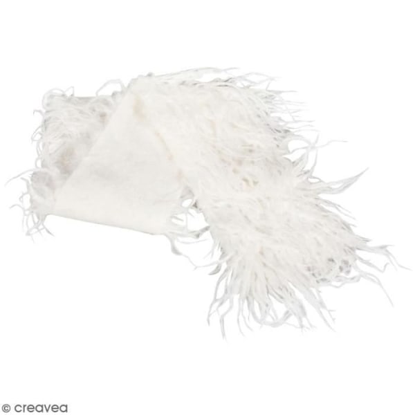 Faux pels - Hvid - 60 x 10 cm - Lang pels - Køb per meter