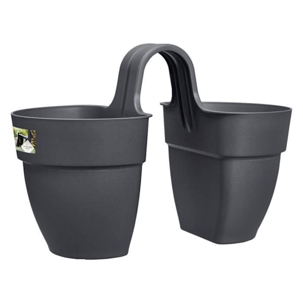 ELHO - Urtepotte - Vibia Campana Flower Twin 21 - Antracit - Udendørs altan - L 38,4 x B 20,5 x H 26,5 cm Kolgrå