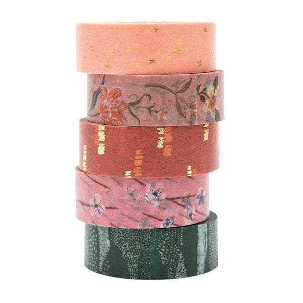 Sæt med masking tape - Rico Design - Natur blomster - 1,5 cm x 10 m - 5 stk. Blommor, Natur