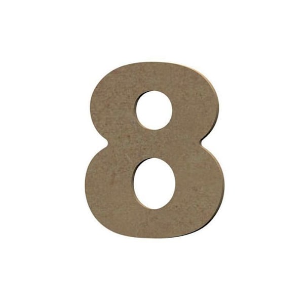 Nummer 8 i MDF-trä för att dekorera - 8 cm kastanj