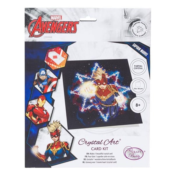 Crystal Art -timanttikortti - Captain Marvel - 18 x 18 cm Flerfärgad