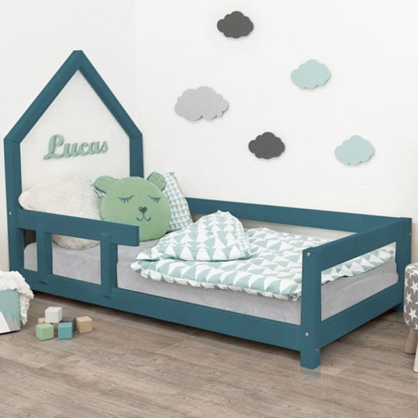 Lit cabane enfant POPPI 140 x 200 grøn petroleum 2 Grön