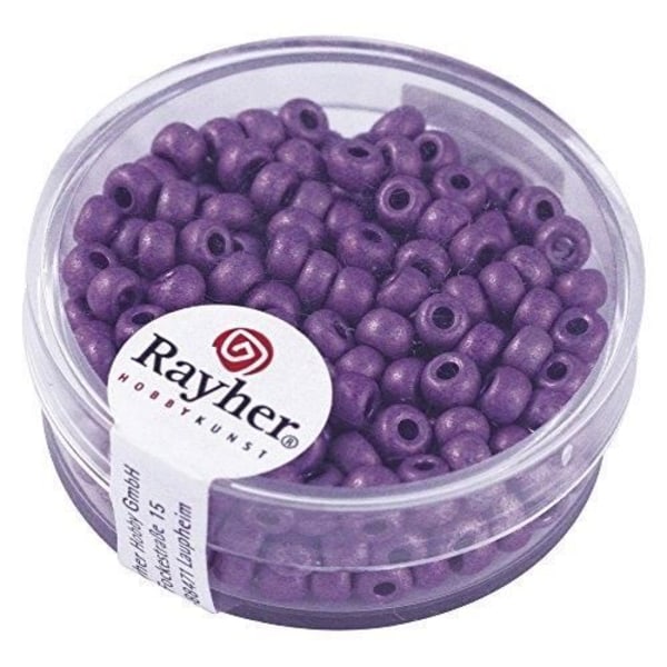 RAYHER 14316314 METALLISERET ROCAILLES, MAT, 4 MM Ø, BEHOLDNING 17 G, VIOLET R