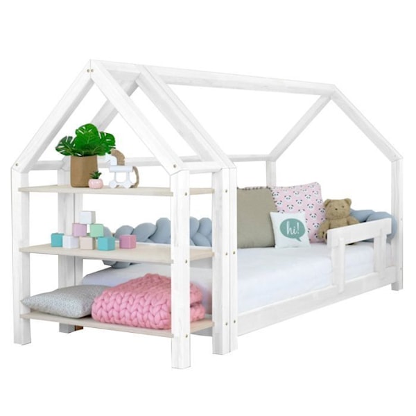Valoisa hyllyvuode 120 x 180 valkoinen ja luonnollinen Vit