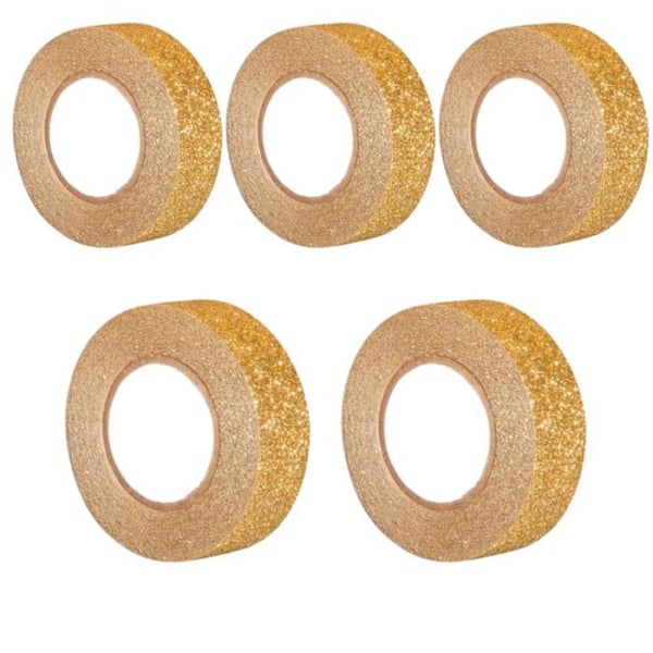 5 glittertape 5 m x 1,5 cm - guld gyllene