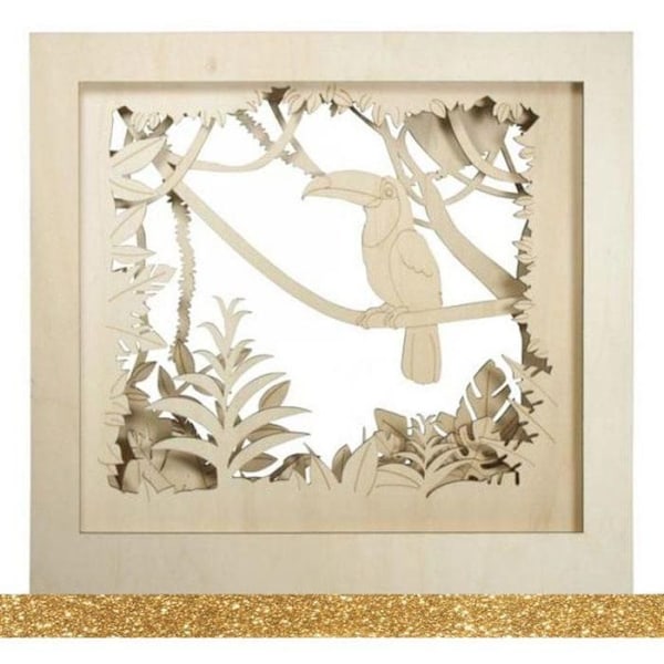 Ramträ för Toucan XL 53 x 53 x 14,5 cm + guldig glittrande maskeringstejp 5 m Beige