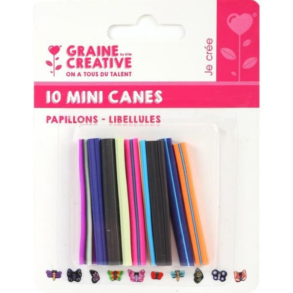 Mini Canes - Assortiment 10 - Sommerfugle og Droner - 50x5mm - Blandet