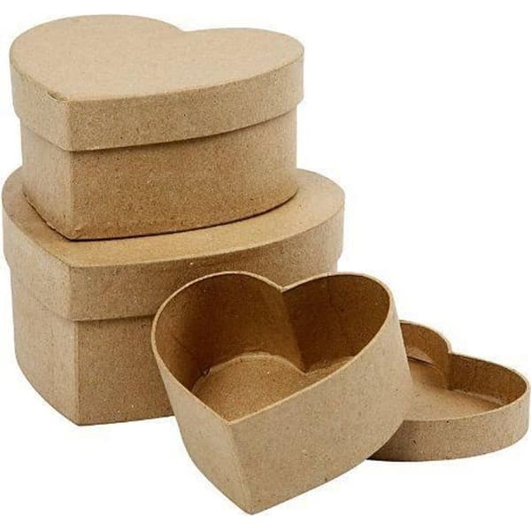 Hjerteæsker - CREATIV - Model 263760 - Papmaché - Sæt af 3 - Indretning