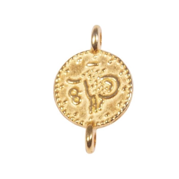 Mini-pendant i metal Mønter, 7,3mm, guld, med 2 øjer, sct.-LS 4 stk. Guld