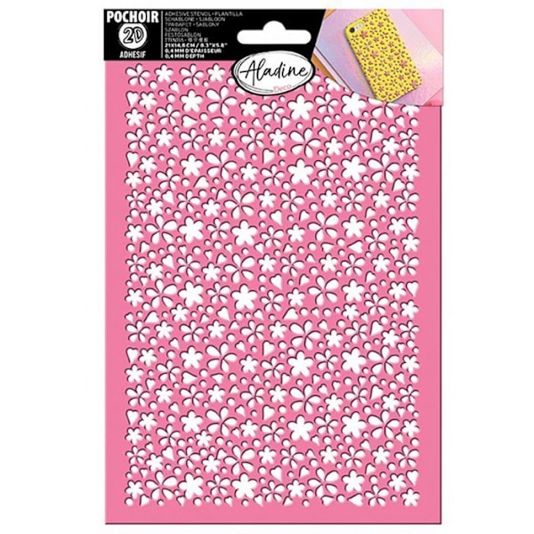 3D stencil - Små blomster Rosa