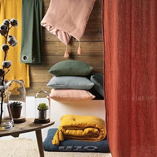 Sengesæt - Linned Kampagne - 240 x 220 cm - Bomulds gaze - Gul - 2 pudebetræk 63x63 cm Gul
