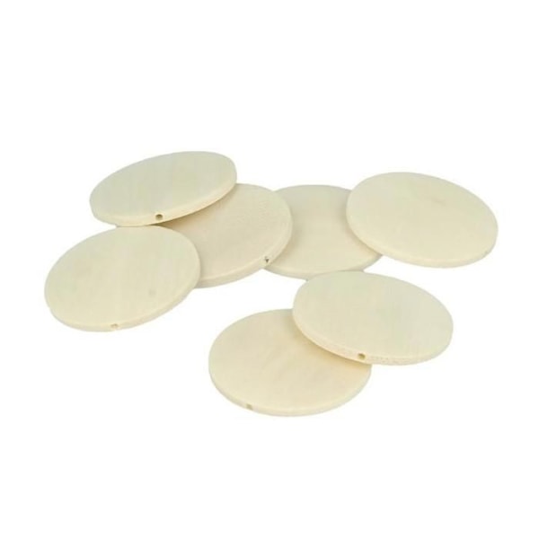 Puuhelmi Lucy pyöreä litteä 40mm 10 kappaletta Beige