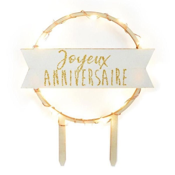 LED cake topper - Grattis på födelsedagen Trä
