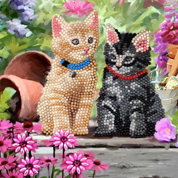 Kitti kortti timantti broderi 18x18cm Katti Flerfärgad