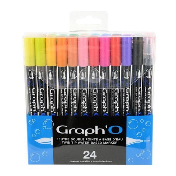 Feutre pensler - Graph'It - Graph'O - 24 stk. - Dobbelt spids - Unisex Flerfärgad