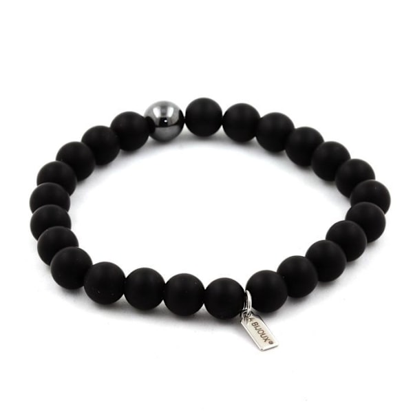 Kivet ja Mineraalit. Mattamusta Onyx + Hematite Beads Rannekoru 8 mm. Tehty Ranskassa. Svart