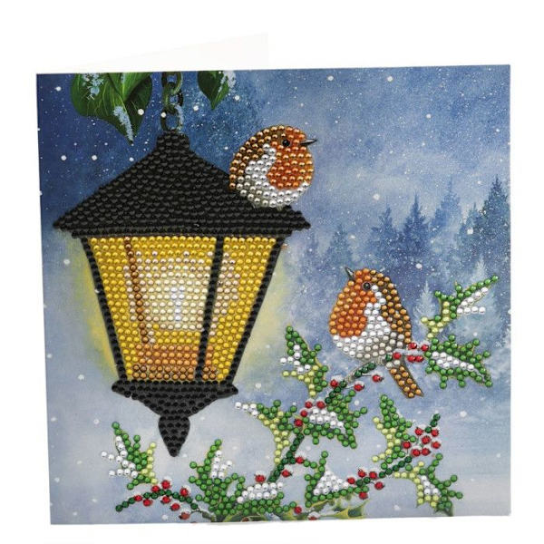 Kit carte broderie diamant Punahatunat talvella 18x18cm Rödhake