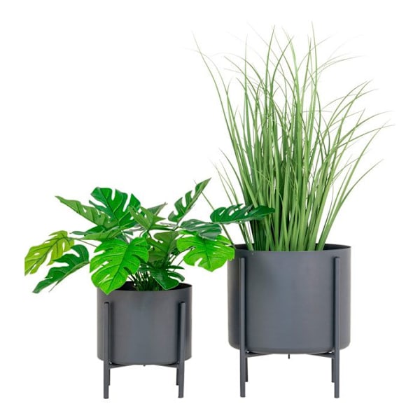 444269 Hus Nordic Blomsterpotter 2 stk Pavia Grå Grå