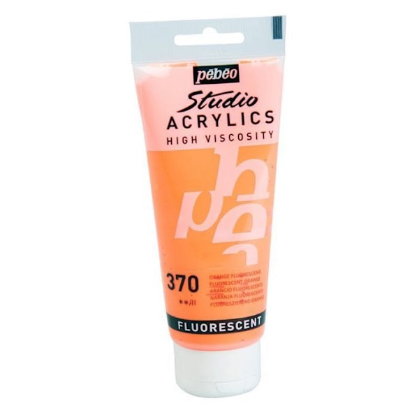 Akryylimaali - Pébéo - Neonoranssi - 100 ml - Korkea viskositeetti - Satiini neon orange