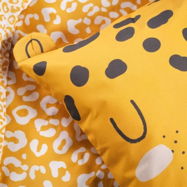 Barnsängkläder IDAG Roligt - 140x200 cm - 100% bomull - leopardmönstrat Gul