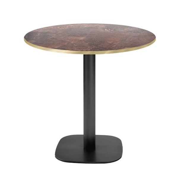 Runt bord Ø 70 cm - Rund rustrocksmodell med mässingskanter kastanj