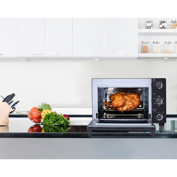 CONTINENTAL EDISON CEMF28B2 elektrisk miniovn - 28L sort - 1500W - Rotisserie, Naturlig konvektion