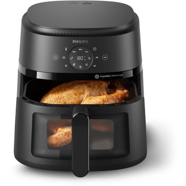 Fritøs uden olie - PHILIPS - NA230/00 - Airfryer Serie 2000 6,2L - 13 tilberedningsmetoder - vindue til tilberedning - 1500W - Sort Svart