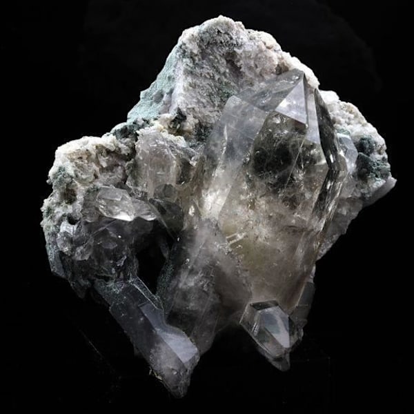 Kvarts - ABIJOUX - Klorit - 1108,5 ct - Grøn - La Meige, Oisans, Frankrig