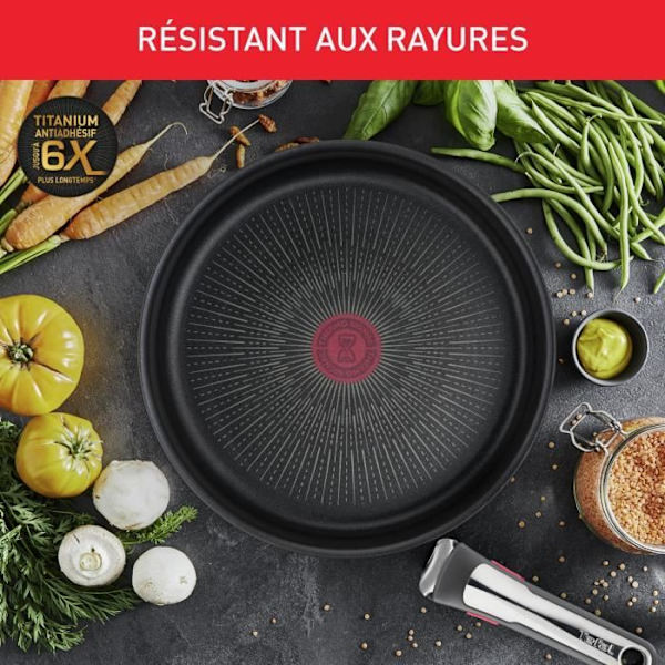 TEFAL INGENIO Preference Sauterpande 24 cm, Induktion, Non-stick belægning, Rustfrit stål, Made in France L9733502 Rostfritt stål
