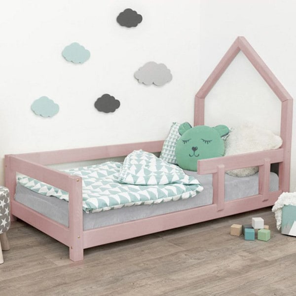 "Lit cabane enfant POPPI 80 x 180 vaaleanpunainen 1" Rosa