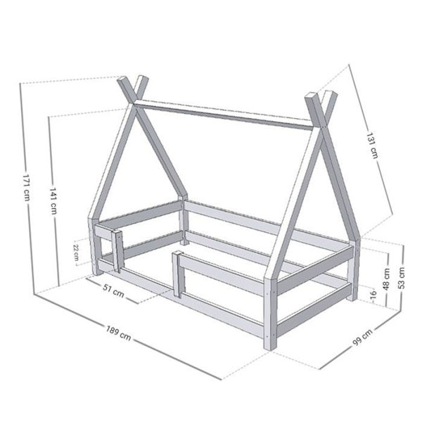 Lit cabane enfant NAKANA 90 x 180 grøn salvie Grön