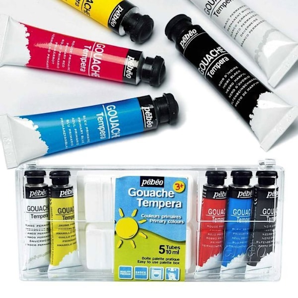 2 laatikkoa 5 putkea guassiväriä + paletti - 5 x 10 ml Flerfärgad