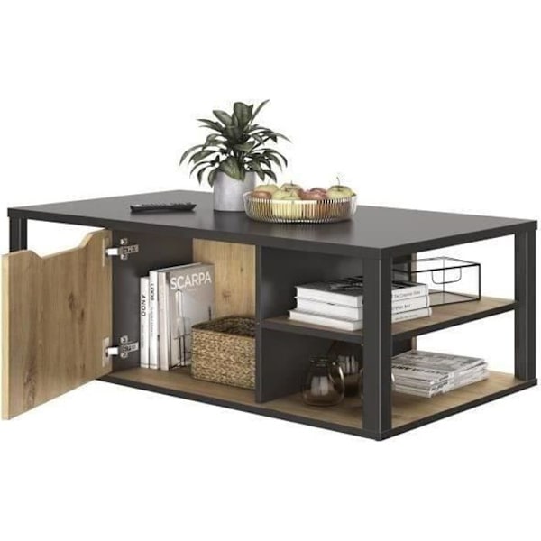GAMI Sofabord - Sort og håndværks ege-indretning - L 110 x H 38 x D 60 cm - DAKOTA Svart